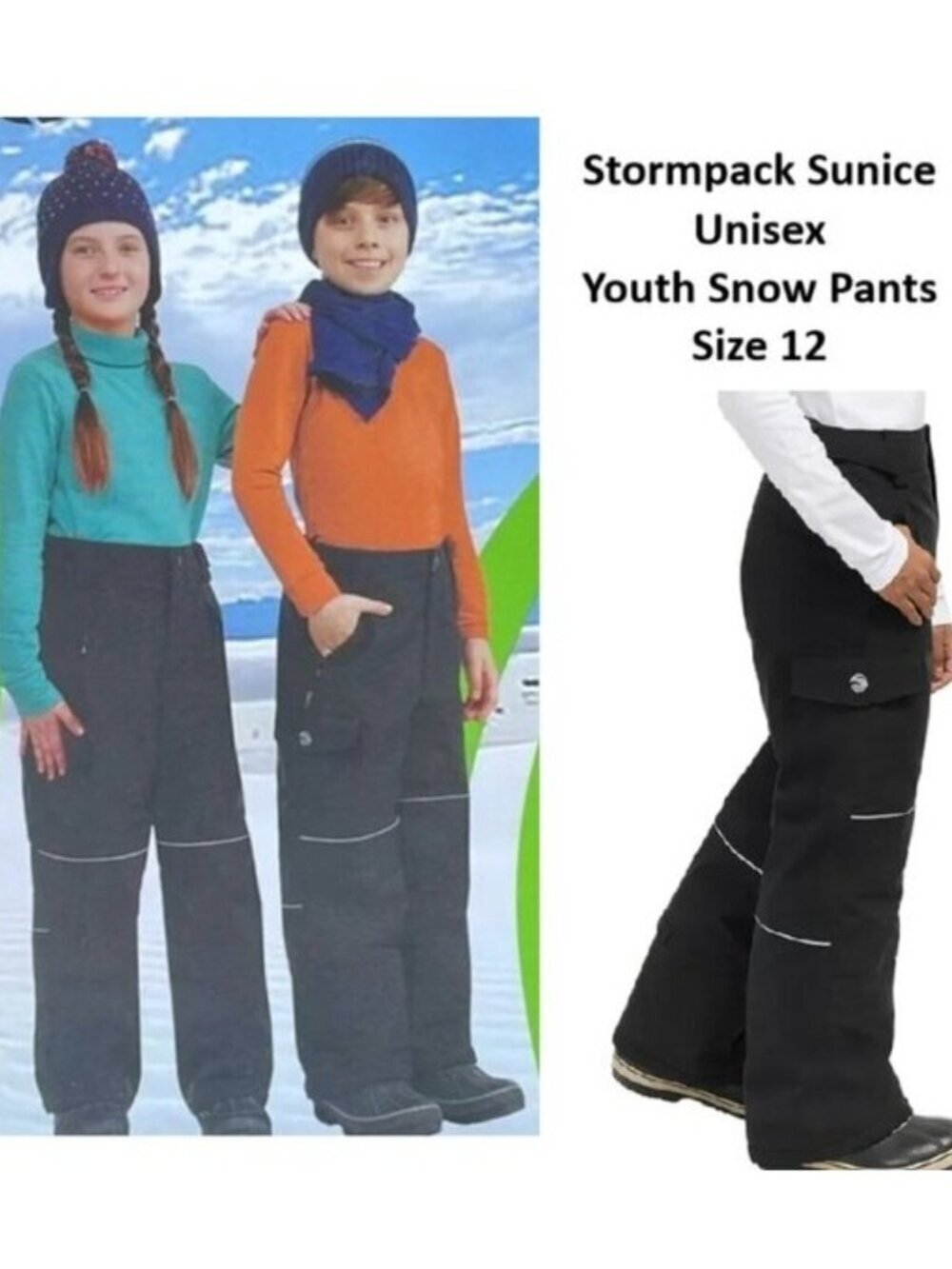 Stormpack Sunice Snow Pants Unisex Youth Black Size 12